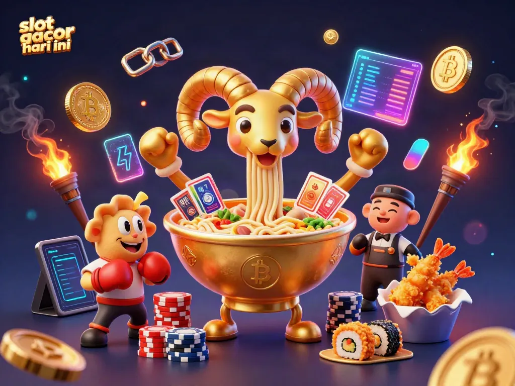 Experience the thrill of slot gacor hari ini with a vibrant 3D casino illustration full of winning elements.