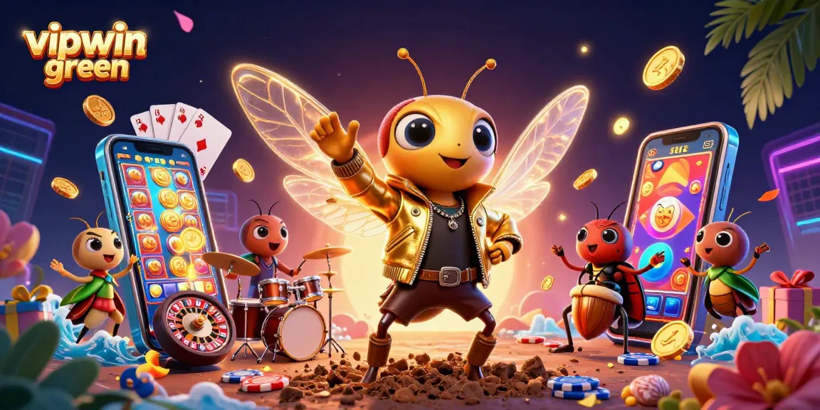 Experience the excitement of winning at vipwin green with vibrant gaming and animated characters!