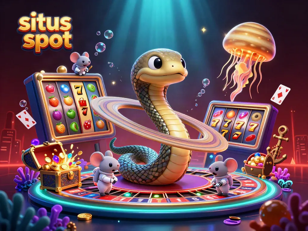 Gambarlah situs slot dengan slot reel dan simbol keberuntungan, di tengah aksi seru.