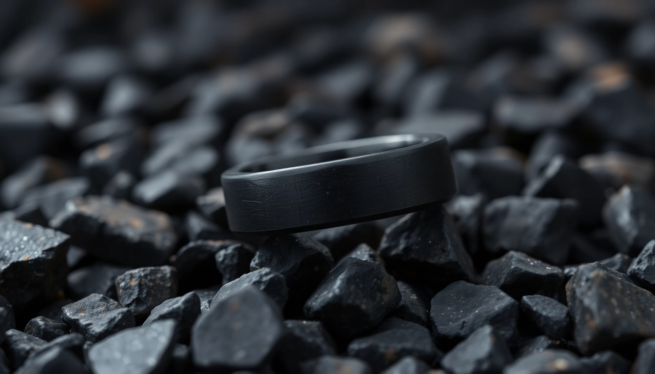 Admire the exquisite Black Zirconium Rings featuring a sleek design and stunning textures.