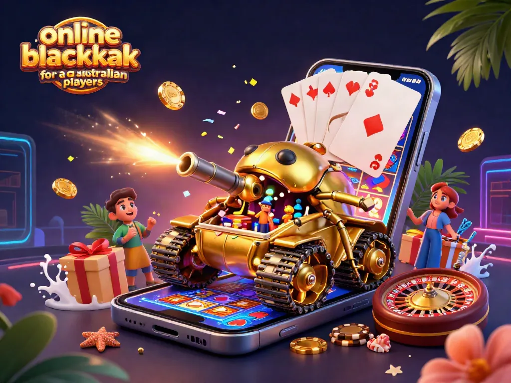 Experience thrilling online blackjack for Australian players with vibrant imagery of an immersive casino scene.