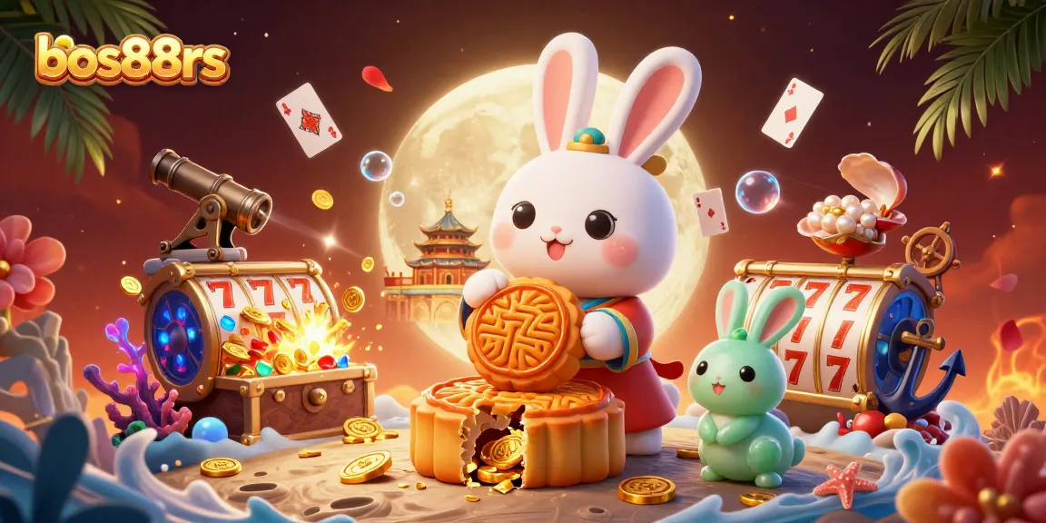 Experience thrilling gameplay with bos88rs featuring a moon rabbit surrounded by casino elements and vibrant colors.