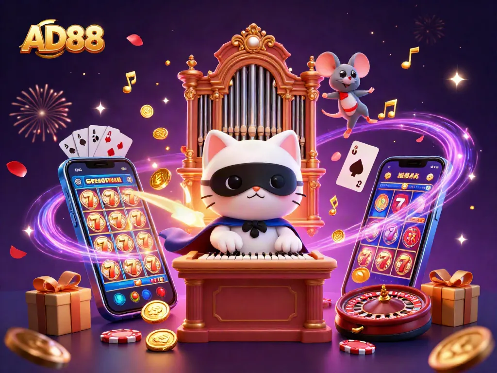 Experience thrilling gameplay at AD88 with a captivating casino scene filled with excitement and colorful elements.