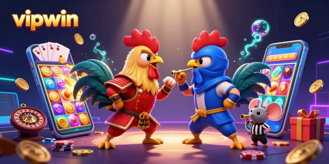 Experience intense competition with vipwin’s engaging gambling scene featuring dynamic 3D roosters.