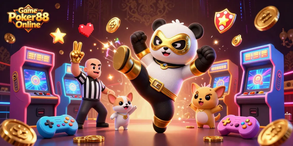 Experience Game Poker88 Online with a vibrant 3D illustration showcasing excitement and casino action.