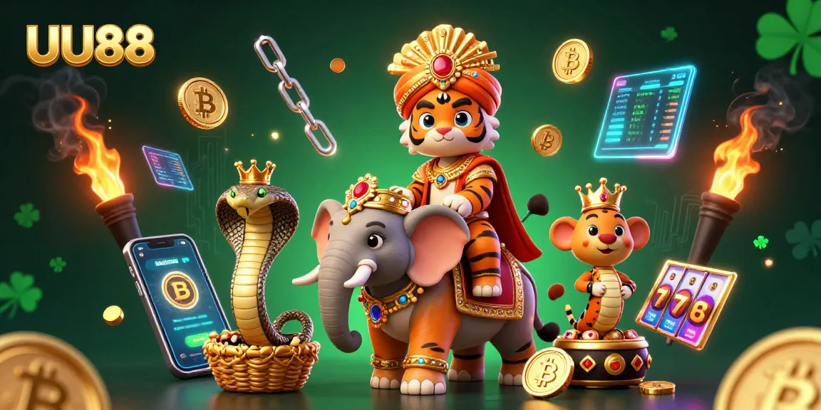 Experience thrilling gaming at UU88 with a vibrant 3D casino scene featuring an opulent maharaja and enchanting game elements.