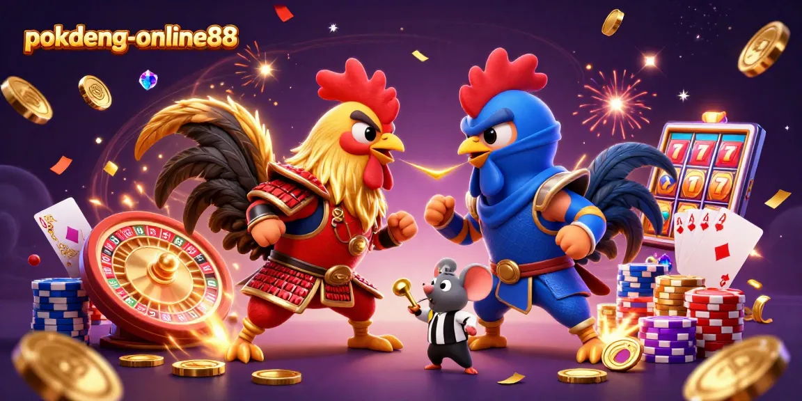 Experience the thrill of gambling with pokdeng-online88: Fighting roosters and casino excitement!