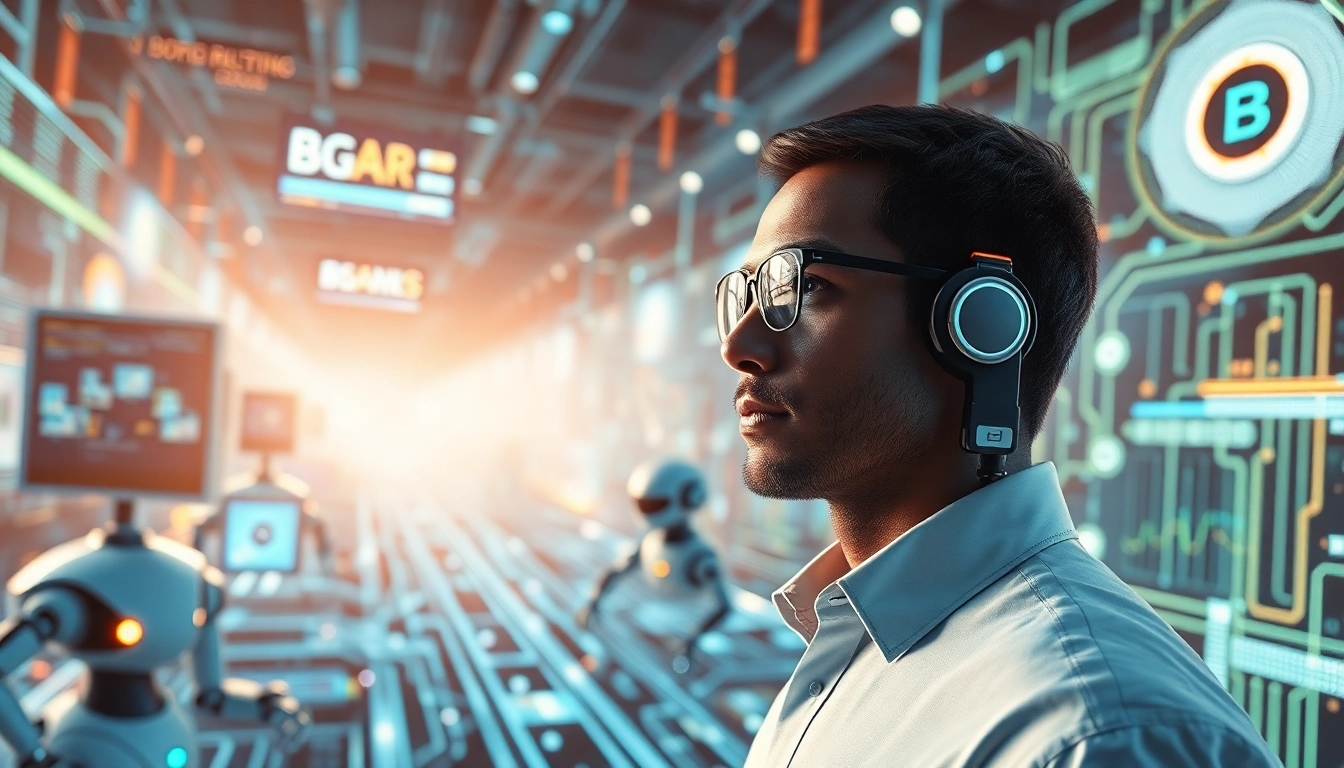 AI agents interact with a digital environment, showcasing advanced technology and automation.