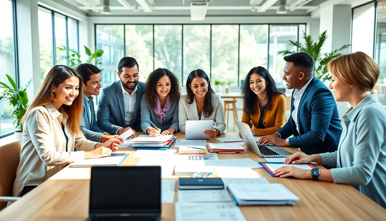 Individuals discussing their Ideal career in a modern workspace filled with light and collaboration.