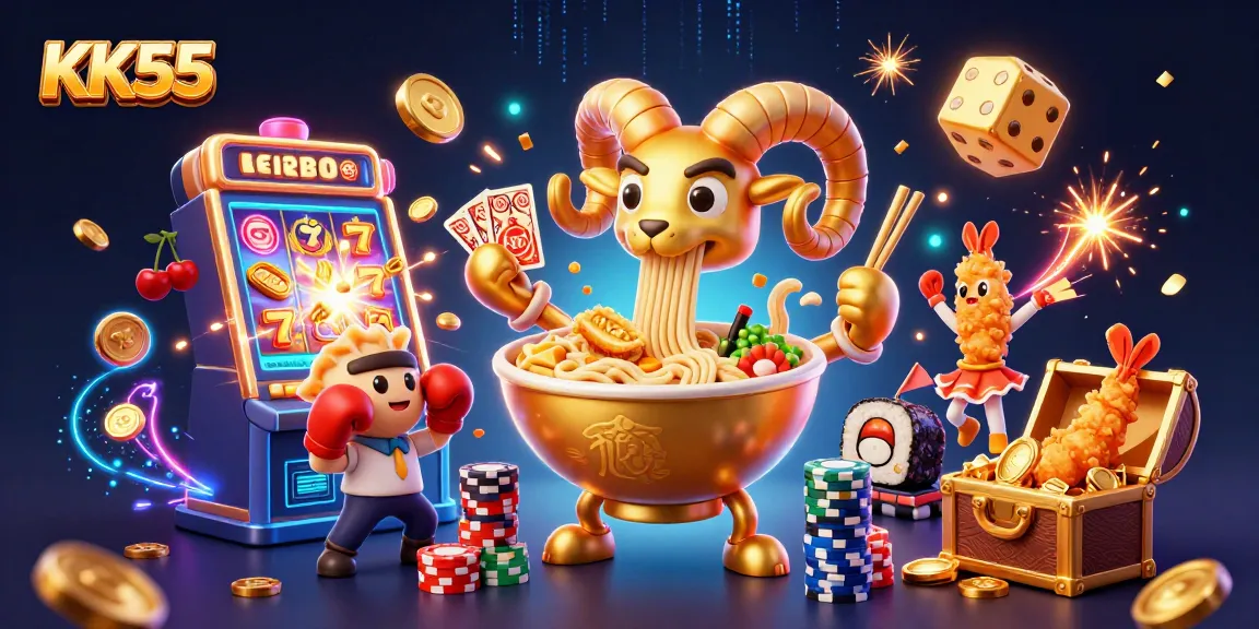 KK55 offers extreme fun with a dynamic 3D casino scene featuring exciting game elements.