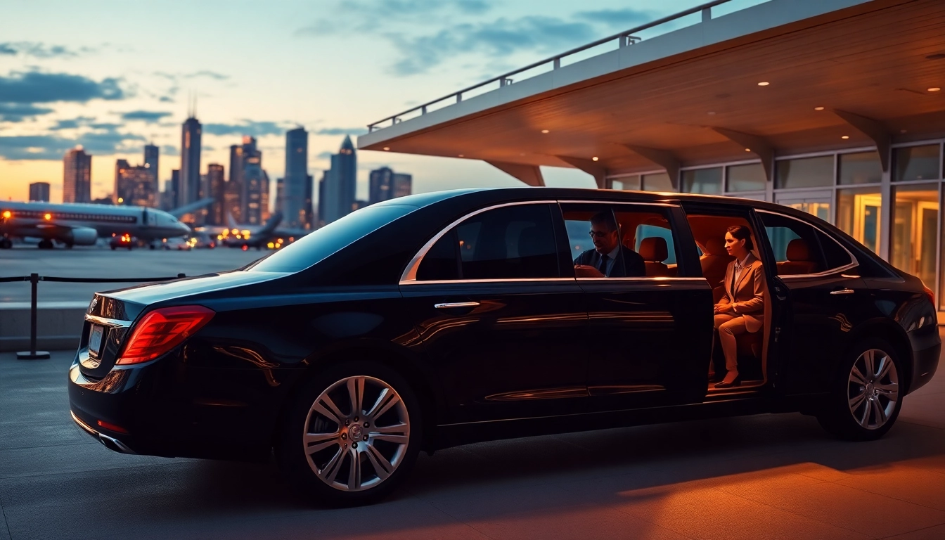 Experience airport limo service with a professional chauffeur and luxury vehicle at the airport terminal.