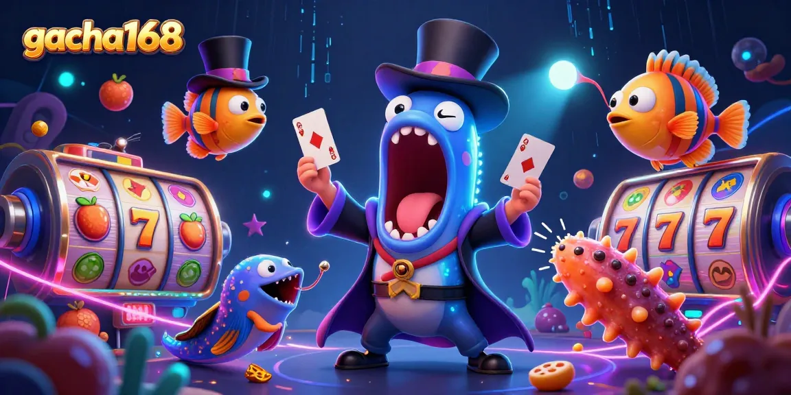 Experience gacha168's thrilling slots action with vibrant characters and casino elements in a magical underwater setting.