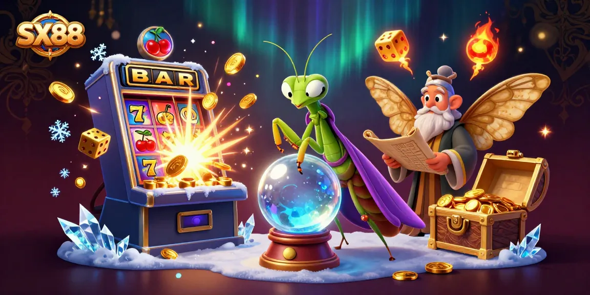 SX88 players experiencing thrilling slots and games with fortune tellers and oracles.