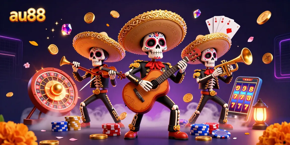 Experience thrilling wins at au88 with vibrant casino elements and festive 3D illustrations.