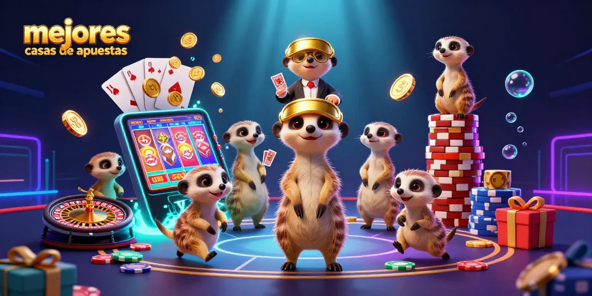 Las mejores casas de apuestas muestran una escena divertida con suricatas dirigiendo un casino.