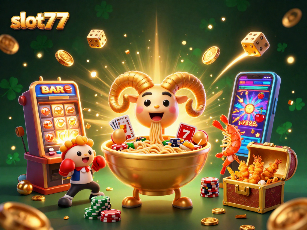 Win big with slot777 in this vibrant casino scene featuring animated characters and dynamic elements.