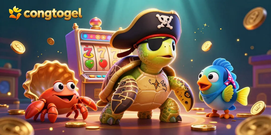 Experience thrilling congtogel excitement with 3D characters enjoying vibrant slot machines amidst a treasure of gold.