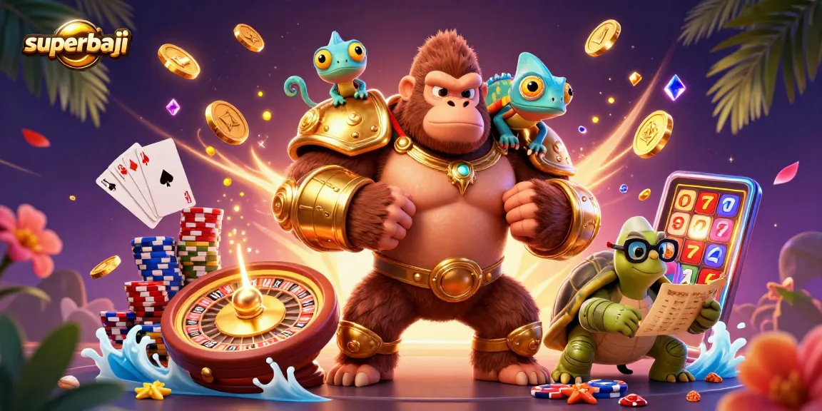Engage with superbaji's thrilling gameplay in a vibrant scene of dynamic casino elements.
