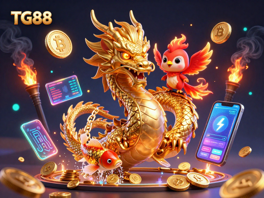 Experience thrilling action with TG88 in this vibrant casino scene showcasing dynamic game imagery.