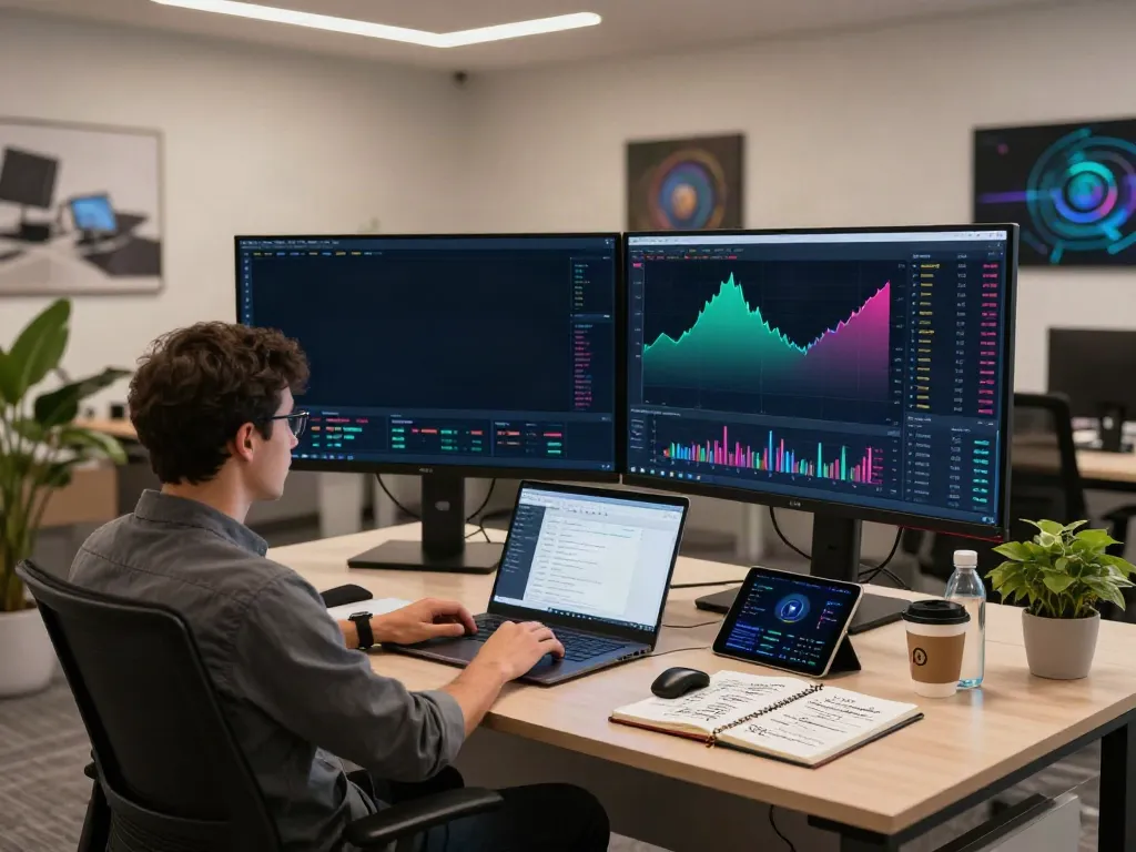Real-time HK warrants and CBBC data API analysis in a modern crypto trading workspace with screens and DeFi tools.