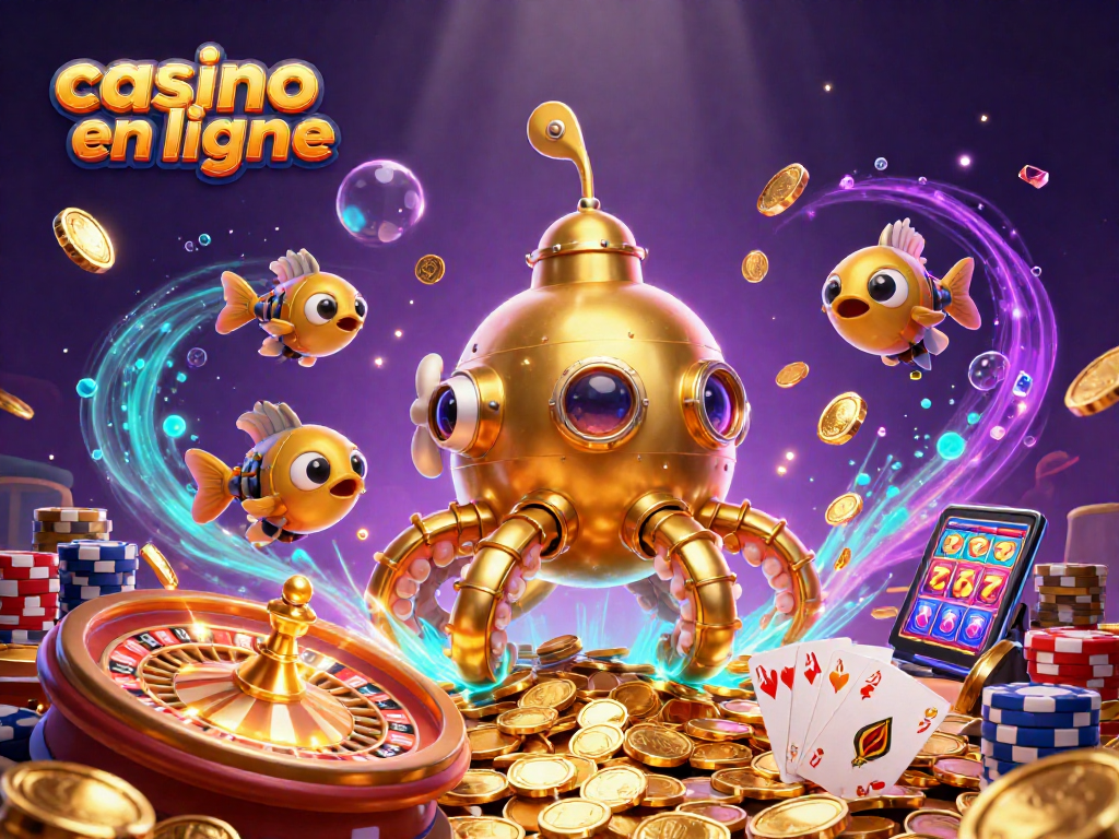 Jouez au casino en ligne avec le kraken en pleine mer de pièces d'or et jeux de hasard.