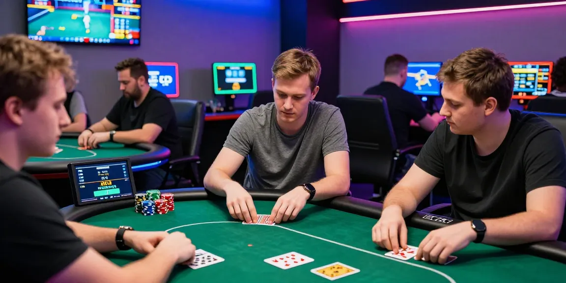 Players engaging intensely in a Poker88 online poker game, showcasing vibrant chips and cards in a lively gaming environment.