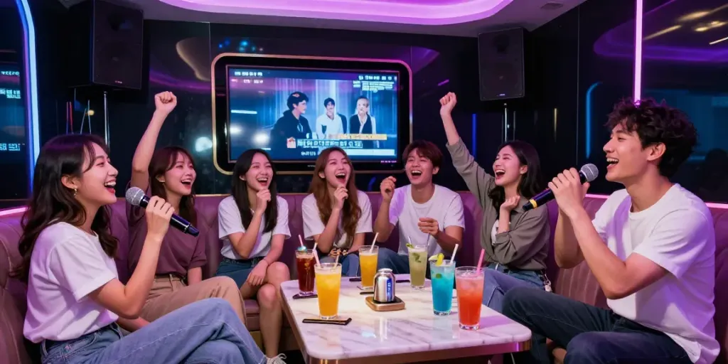 강남 달토에서 친구들과 함께 즐기는 즐거운 가라오케 순간